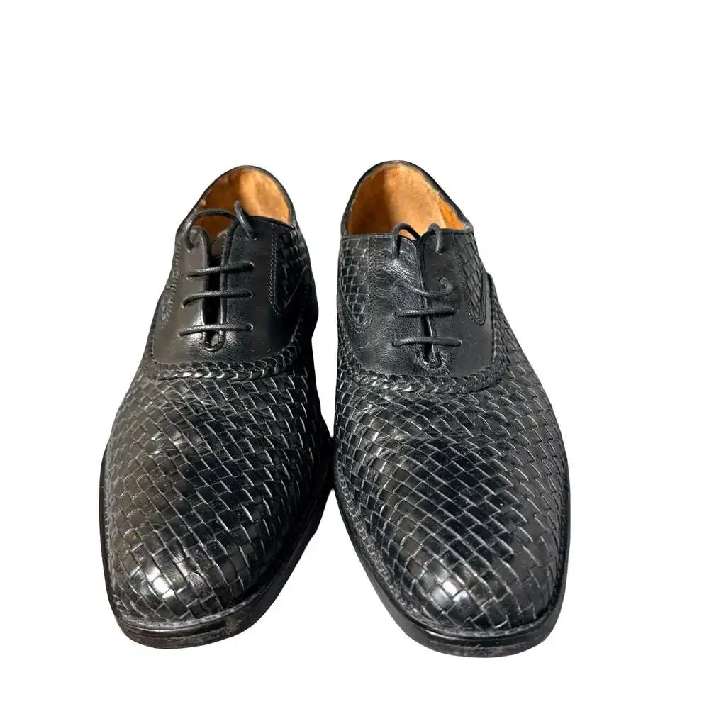 Massimo Natali Modelista Woven Leather Lace-Up Dress Shoes